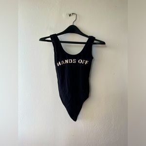 Hands off backless body suit
